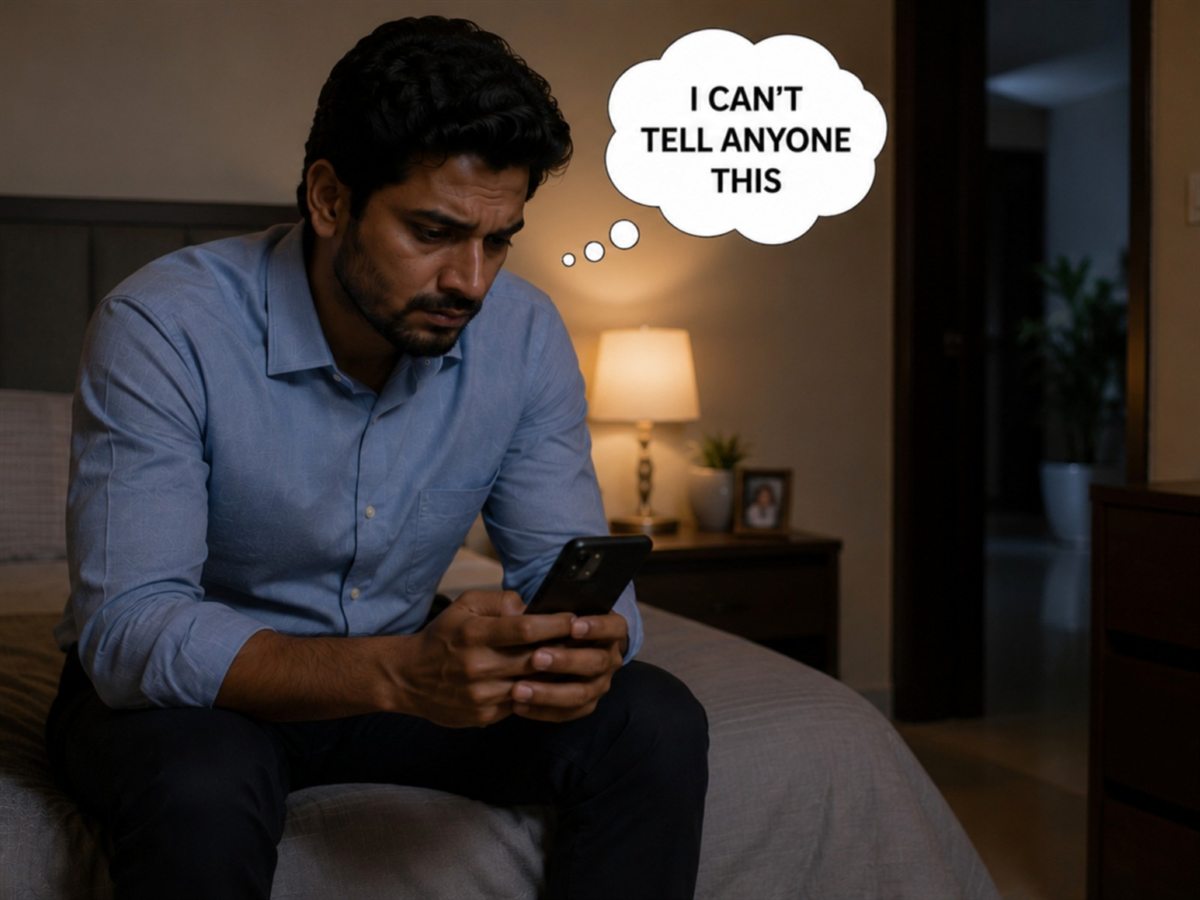 Man feeling alone with OCD at night