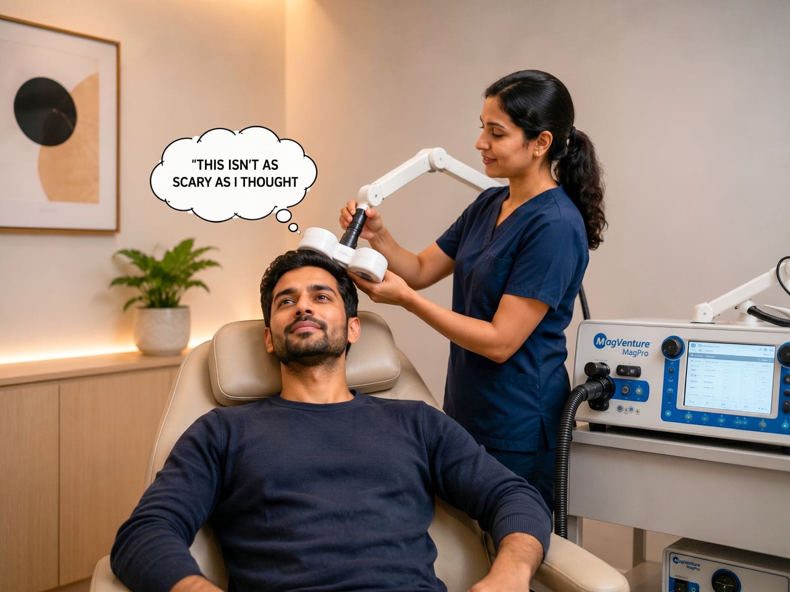 What an rTMS treatment session looks like